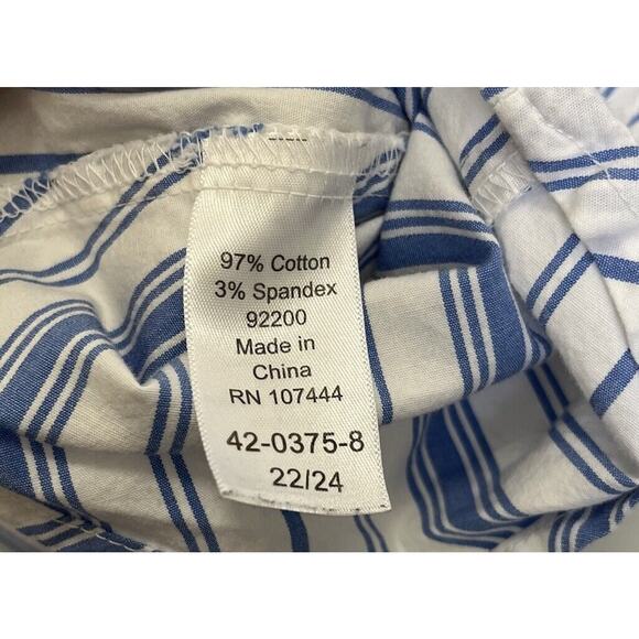 Jessica London | Striped Buttoned Top Blue & White Size 22/24 3/4 Sleeve - Picture 4 of 5